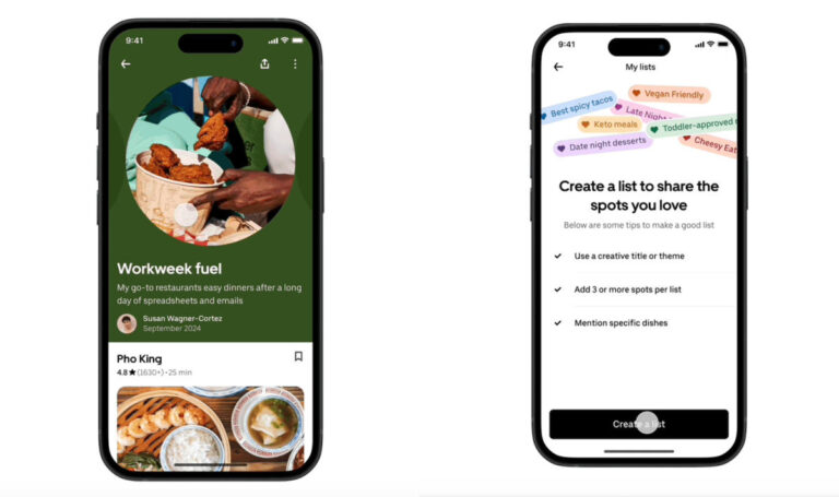 Uber Eats will now let users create and share lists of their favorite meals